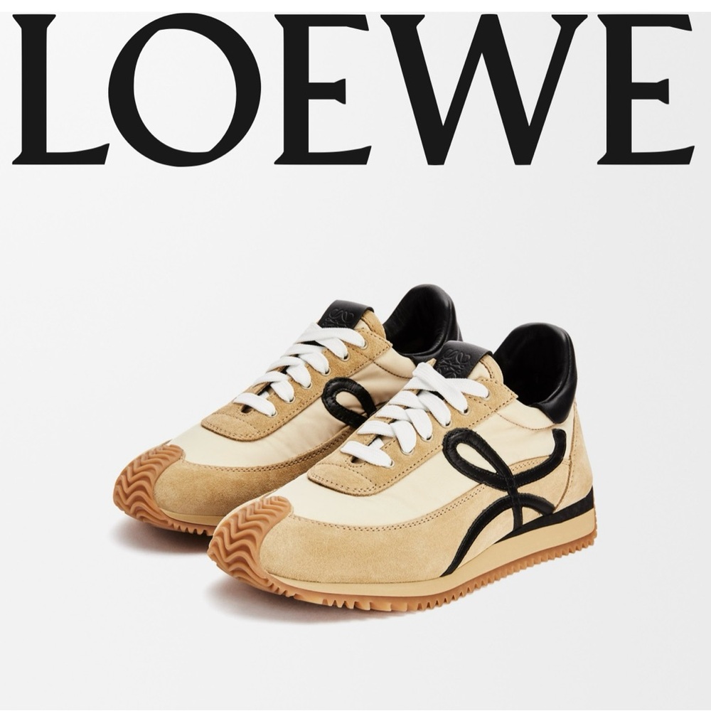 Loewe Tan and Black Retro Sneakers with Suede Upper